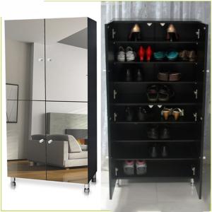 Wholesale Black Melamine MDF 8 Layer Nordic Mirrored Shoe Cabinet from china suppliers