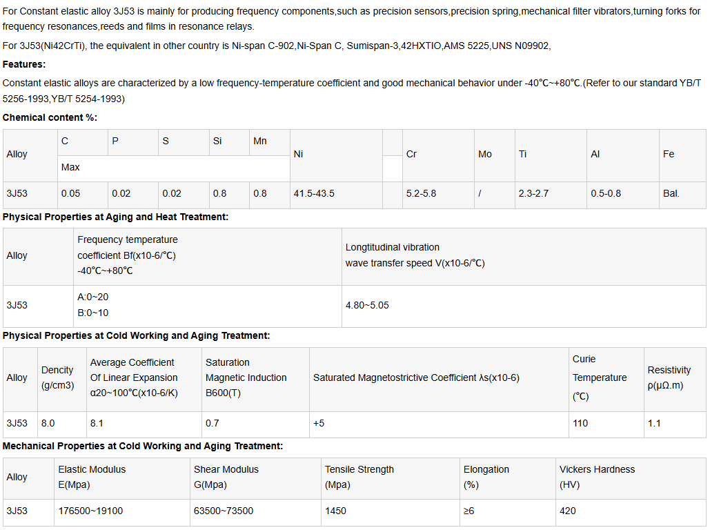 C902 Constant Elastic Alloy Wire 3J53 Wire For Elastic Elements Good Elasticity