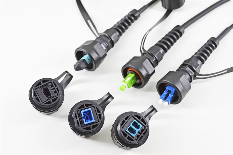 Waterproof Connector Socket Plug Fiber Cable Assembly Light weight FTTH ODVA LC/SC/MPO