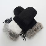 Wholesale customized cheap mitten winter leather gloves women sheepskin