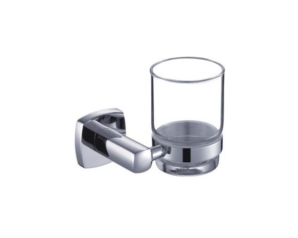 Single Tumbler Holder Brass Glass Bathroom OEM Brass Base Square With Curve
