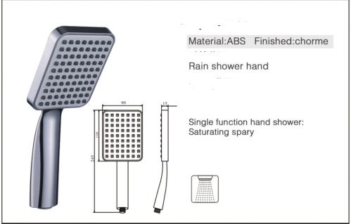5 Square ABS Plastic Hand Shower Chrome Water Saving Handheld Shower Hotel Top Seller