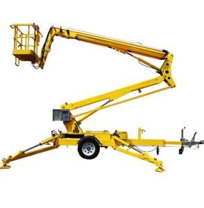 Wholesale Yellow 10m Tow Behind Cherry Picker 200KG 30 Ft Towable Boom Lift from china suppliers