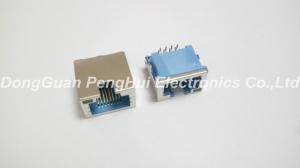 China 8P8C Sinking Board Low Profile RJ45 Jack With LED Shielded Blue LCP House on sale