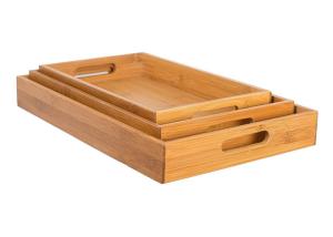 Wholesale Home 3 pc Bamboo Breakfast Bed Trays (Squared) | Cut Out Handles | Set of 3pcs Bamboo Serving Tray from china suppliers