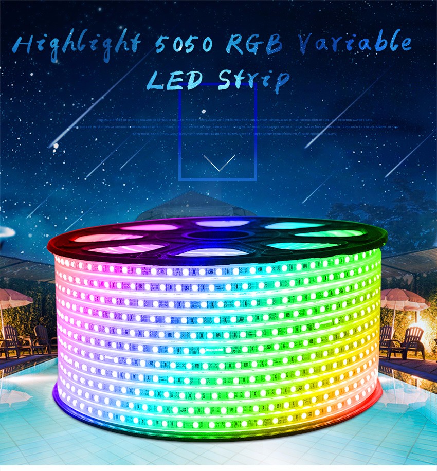 Waterproof RGB 5050 SMD LED Strip Lights With IP67 Rating And 412LM/m Light Output