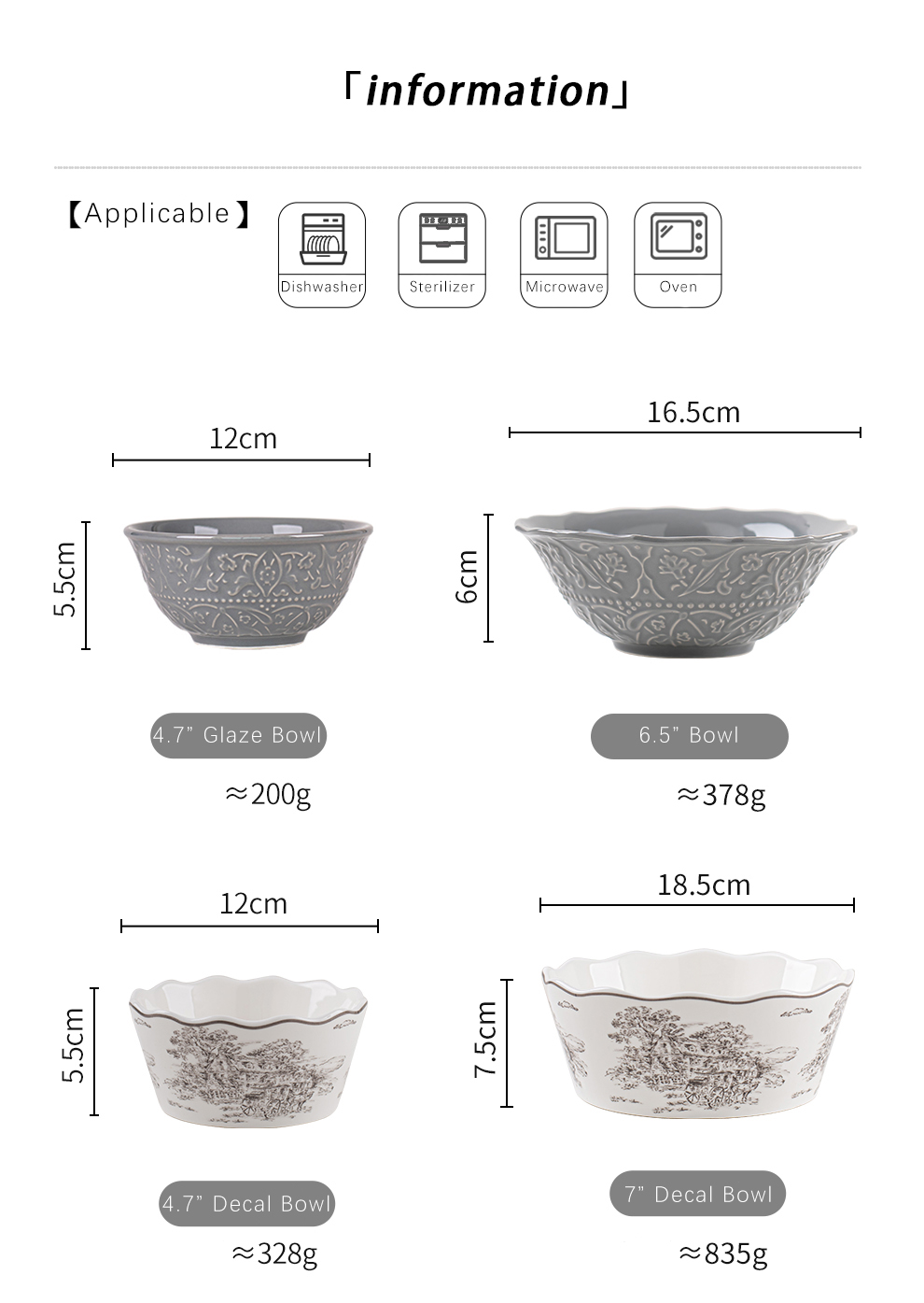 Business Gifts Retro Ceramic Bowl Plate Set French Dinner Plate Embossed Dinnerware Set