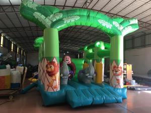 Wholesale Size 4x4m Forest Animals Kids Inflatable Bounce House / Green Jumping Monkey Bounce Houses For Child Under 12 Years from china suppliers