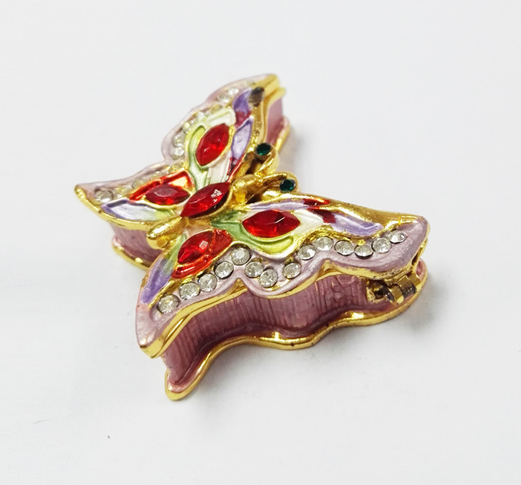 Fancy Small Butterfly Metal Alloy Jewelry Box Small Butterfly Trinket Box