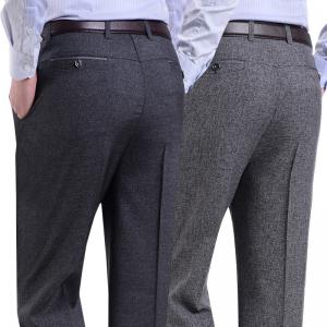 China Drawstring Closure Men's Chinos Pants Trousers in Slim Fit Cotton Linen Plaid Design on sale