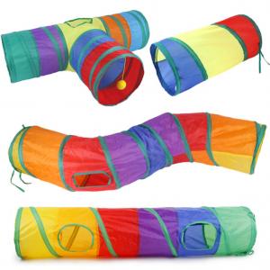 China Cat Toy Tunnel 2 Way Collapsible Interactive Peek Hole with Ball Crinkle Cat Tunnel Tube Best for Cat on sale