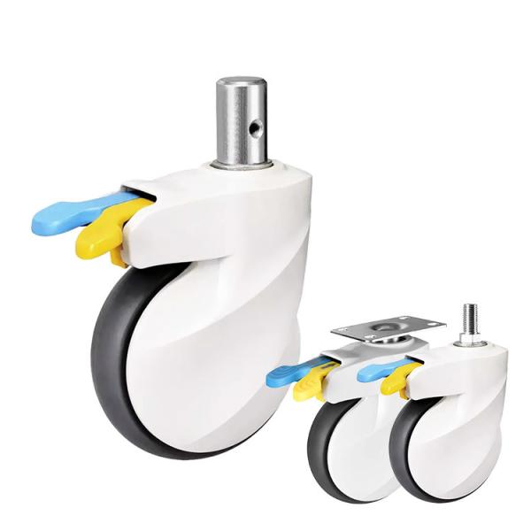 5" Soft Silent Wheel Medical Casters Solid Stem Anti-tangle Safe TPR Caster