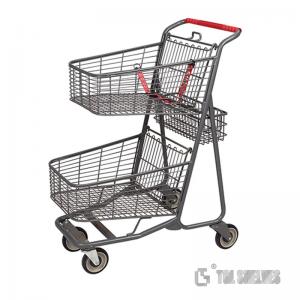 Wholesale Metal Wire Retail Shopping Carts 25L , TGL Double Basket Shopping Trolley 910mm height from china suppliers