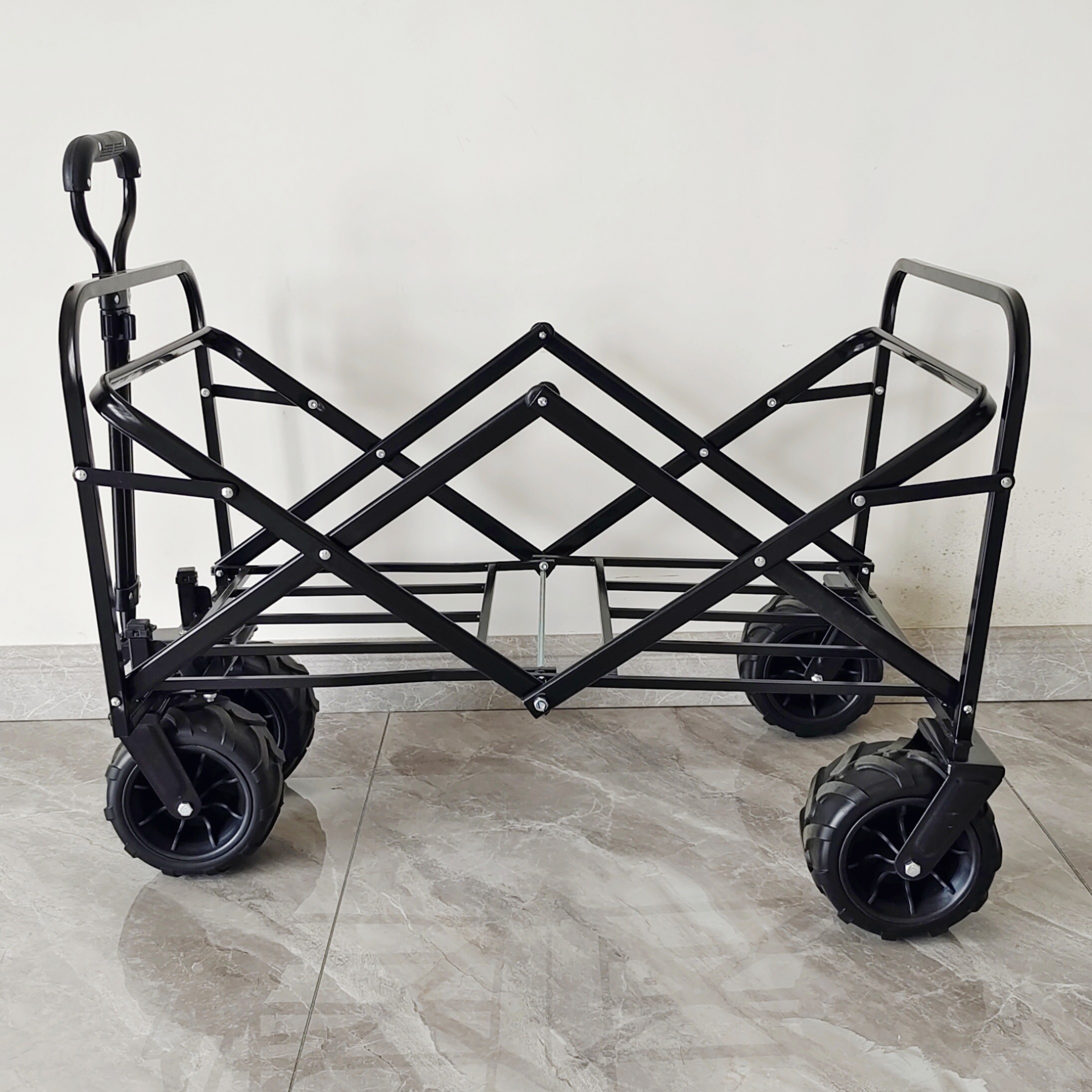 Outdoor Camping Collapsible Wagon Cart Four Wide Wheels Steel Body Structure
