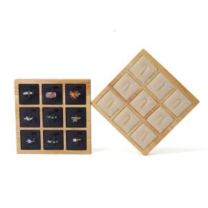 Wholesale 3x3 Multi Cells Solid Wood Jewellery Presentation Tray For Ear Rings Studs Exhibition from china suppliers