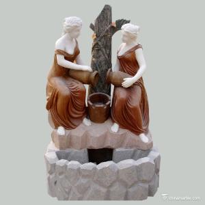 Wholesale Two Ladies Type Marble Stone Carved Statues Wall Fountain Sculpture Customized Size from china suppliers