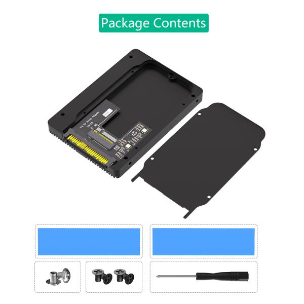 M.2 NVMe to U.2 SSD Adapter 17x11.5x3cm Black with Thermal Pad