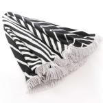 Hot sell 100% Cotton Tassels Round Swimming Beach Towel Black White Stripe
