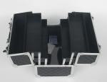 PVC Makeup Case Four Trays Black Aluminum Cosmetic Case With Strong Handle