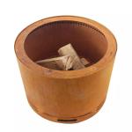Wood Burning Double Layer Bonfire Stove Cylindrical Corten Steel Smokeless Fire
