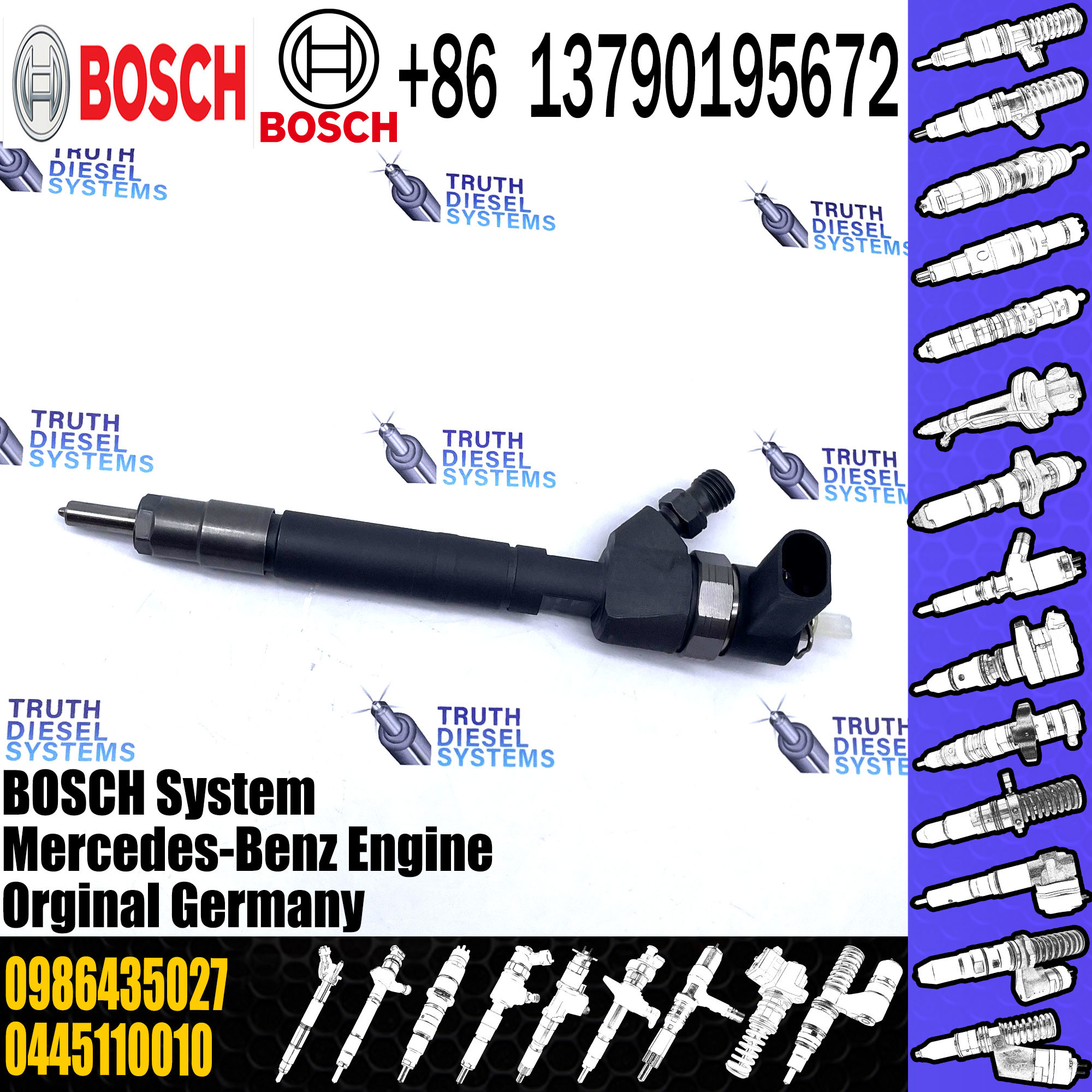 Bosch Diesel Common Rail Fuel Injectors 0445110010 0445110011 0445110012 0986435027 for MERCEDES BENZ