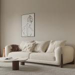 3 Seater Modern Fabric Sofa Set White Teddy Fleece Sponge Filling