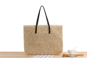 Wholesale CROSS-BORDER NEW LARGE CAPACITY CASUAL STRAW BAG JAPAN AND SOUTH KOREA SHOULDER BAG SOLID COLOR HAND-WOVEN BAG SEN from china suppliers