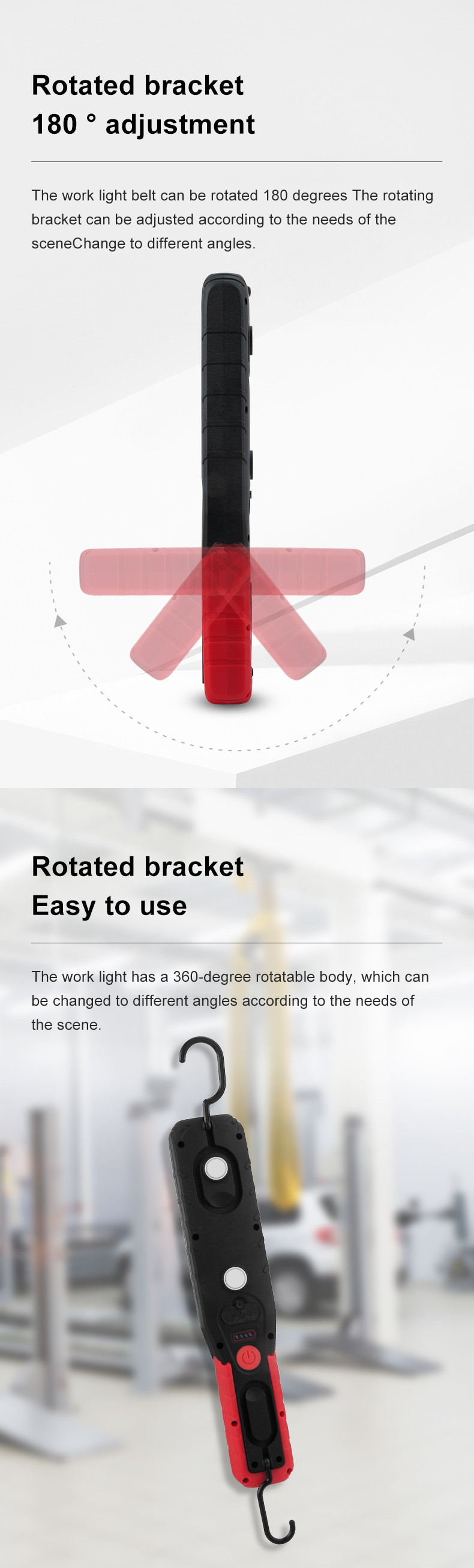 Portable Magnetic Outdoor Work Light USB Rechargeable Rotatable COB LED
