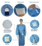 CE Certified Eco Friendly Hospital SMS Disposable Lab Coats with Knitted Collar