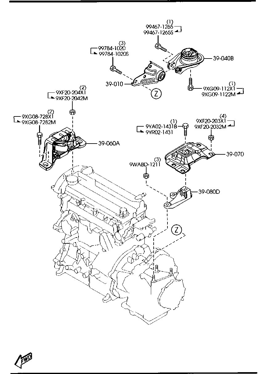 BP4S-39-070-B 3M51-6P082ABP4N39 Car Engine Mounting For 2004-2009 Mazda 3 2.0L / 2.3L