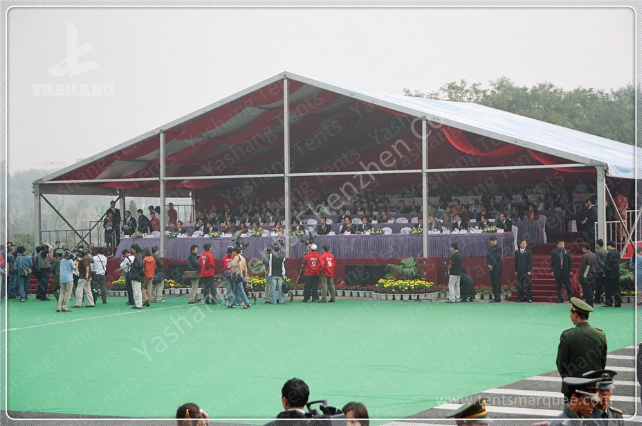 850gsm PVC Fabric Outdoor Event Tent 20M Wide With Red Roof Lining Decoration