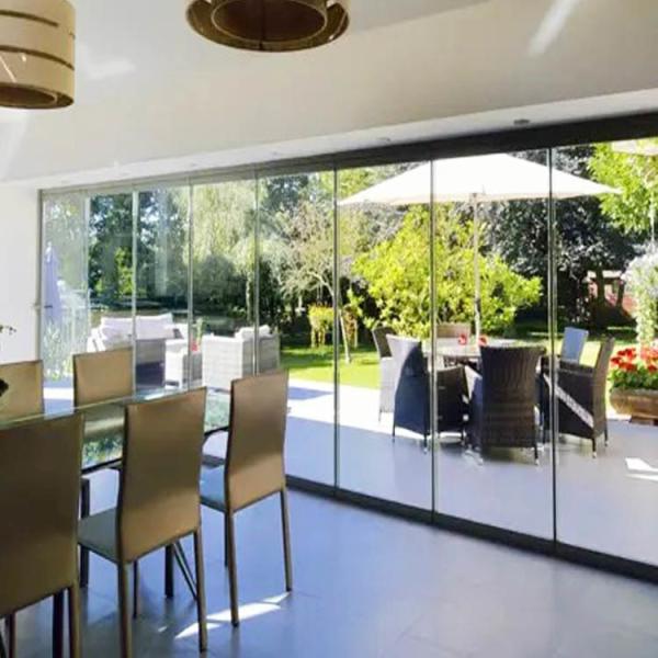 2.0mm Profile Thickness Aluminum Frameless Folding Glass Door for Interior