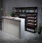 Black Elegant Wooden Wine Display Stand With Spray Painting Surface Treatment