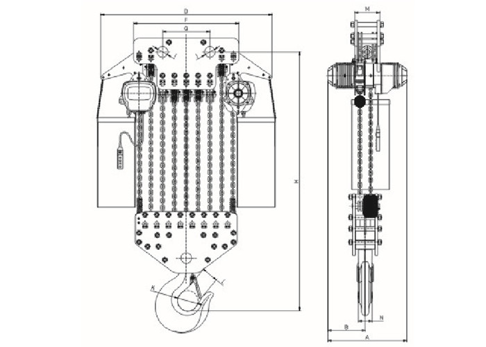 Foot Mounted Stainless Steel Chain Hoist 35 Ton G80 Load Chain Single Speed