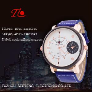 Wholesale PU leather strap for men watch with double movements colorful band from china suppliers