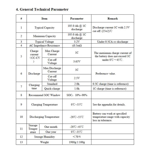 LFP Prismatic Battery 3.2V 105AH EVE LFP Prismatic Battery For Solar Energy Storage