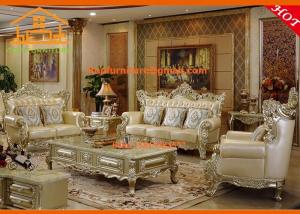 China European style wooden furniture model made in china leather sofa on sale
