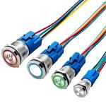 12mm Marine Waterproof Latching Pushbutton LED Switch 12V Light Electronic Push