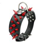Durable Handmade Dog Leather Leashes , Genuine Leather Collar Sharp Spiked