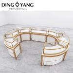 Factory Seller Golden Oval Jewelry Case Display, High End Large Center Island