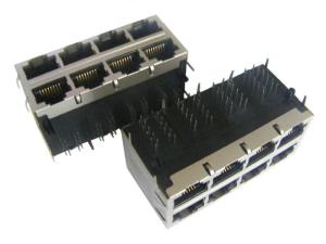 Wholesale BELFUSE 2 X 4 Ports Stacked RJ45 Jack PCB Mount , 10/100/1000M 0833-2X4R-94 from china suppliers