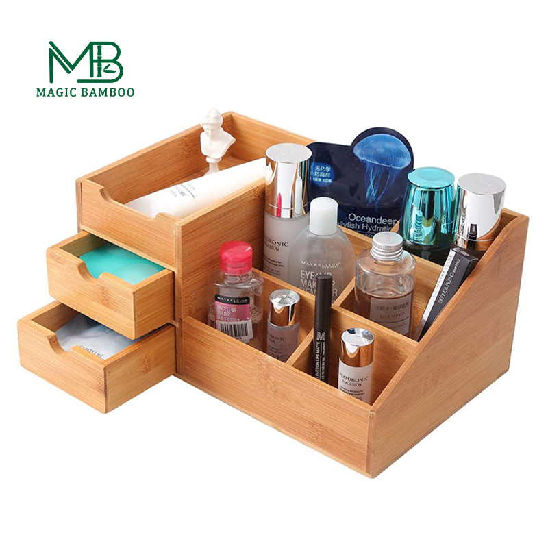 Accessories Storage Customized Logo Multi-small Space Bamboo Storage Box for Hotel