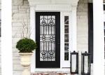 High Polished Elegant Inlaid Wrought Iron Glass / Decorative Door Glass For