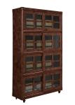 Vintage Style Home Office Bookcase , Tall Slim Bookcase With Glass Doors