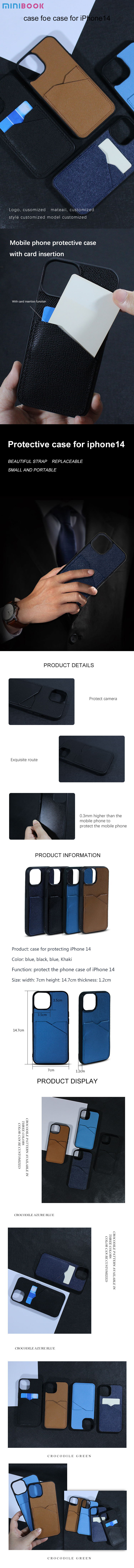 Minibook Custom Designer Genuine Leather With Card Slot And Holder For iPhone 13 14