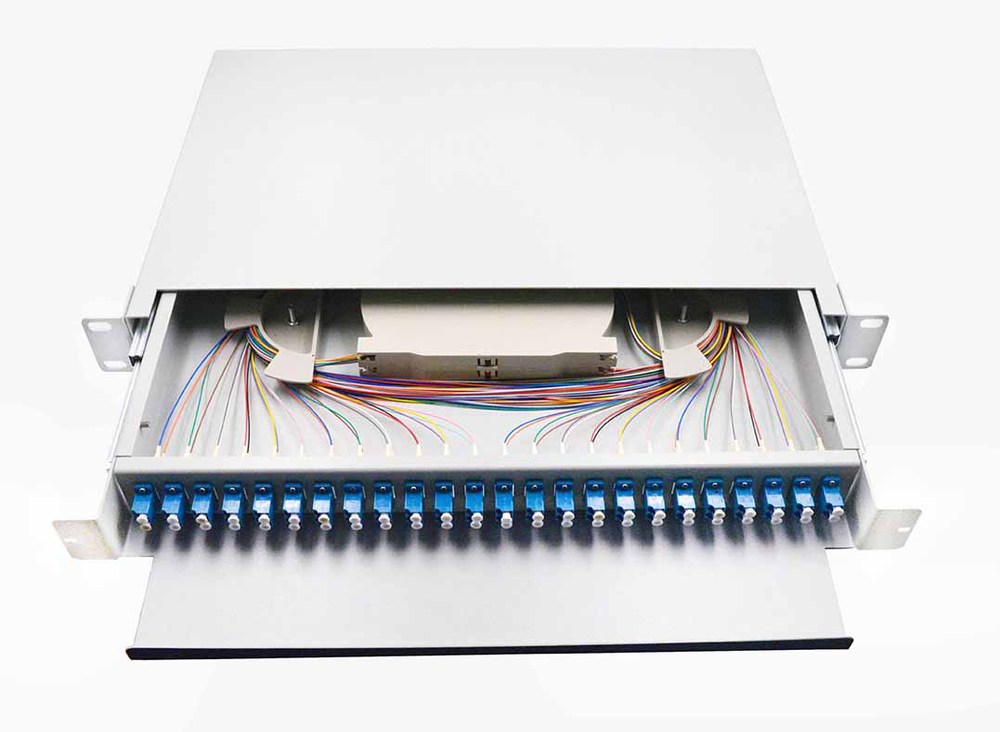 White Odf Lc Duplex Adapter Optical Distribution Frame 24 Port