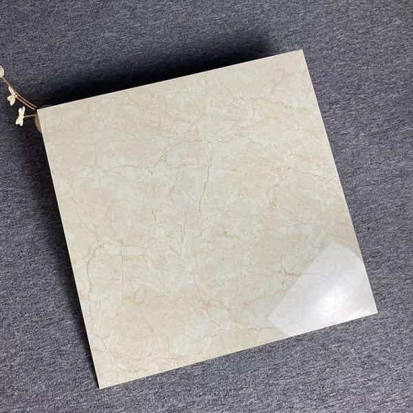 Light Yellow High Glossy Interior Porcelain Glazed Floor Tiles Marble Look