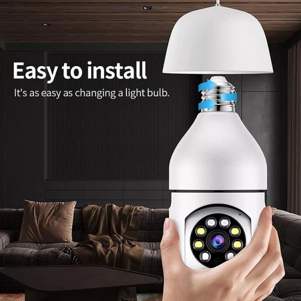 1080P Wifi Light Bulb Security Camera Auto Tracking Night Vision With E27 Socket