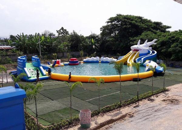 Inflatable Shark Theme Inflatable Moving Park , Outdoor Inflatable Water Slide