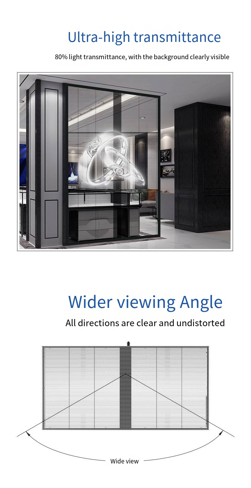 Box Grille Transparent Film Screen Self Adhesive Advertising LED Grille Display